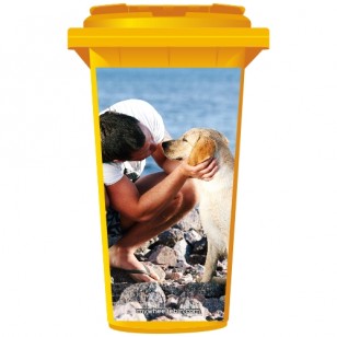 Man And Dog On The Beach Wheelie Bin Sticker Panel